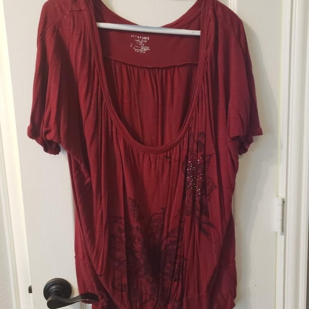 Lane Bryant Red and Black Shirt